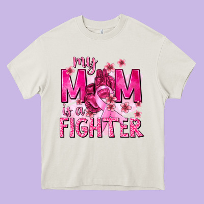 My Mom Is A Fighter With Ribbon Heavy Core Tee Designed By Texasbilliewilder