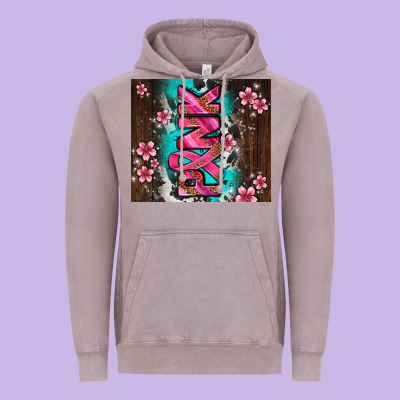 Western Pattern Pink With Floral Cancer Ribbon Vintage Hoodie Designed By Adodesignshop