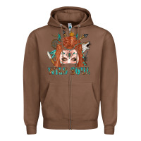 Chestnut Western İndian Wild Soul With Braid Hair Woman Zipper Hoodie - BundleAndBundleShop