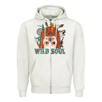 Oatmeal Heather Western İndian Wild Soul With Braid Hair Woman Zipper Hoodie - BundleAndBundleShop