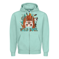 Seafoam Western İndian Wild Soul With Braid Hair Woman Zipper Hoodie - BundleAndBundleShop