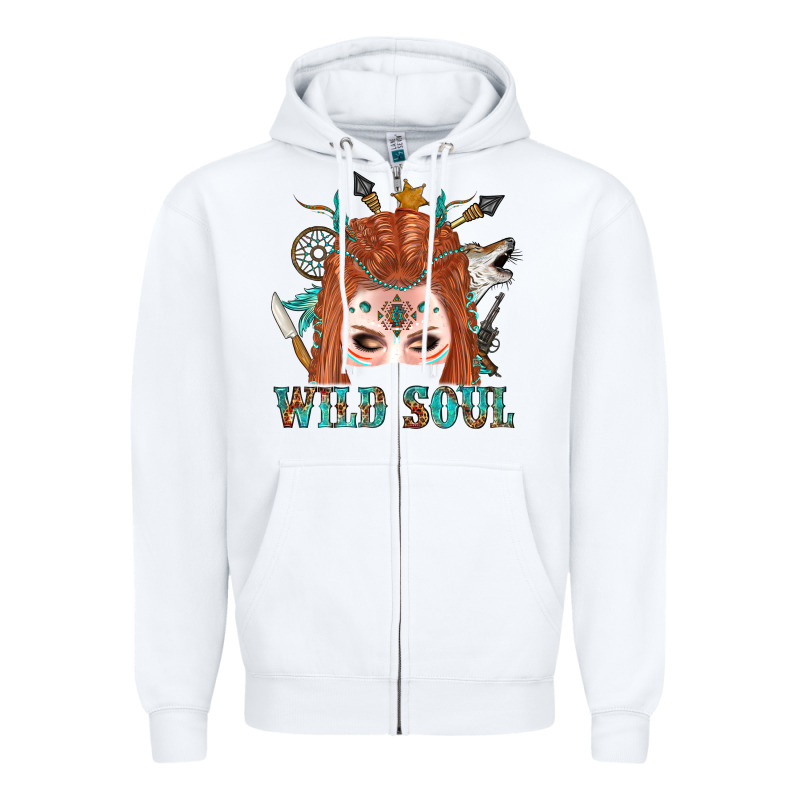 Western İndian Wild Soul With Braid Hair Woman Zipper Hoodie by BundleAndBundleShop | Teevron