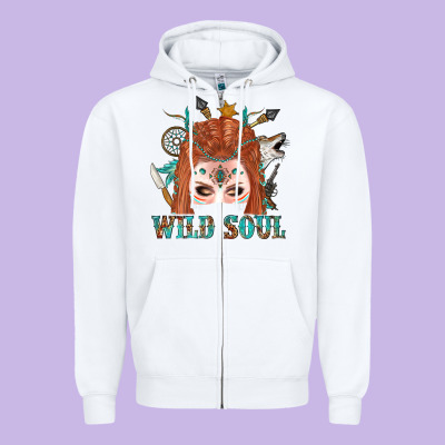 Western İndian Wild Soul With Braid Hair Woman Zipper Hoodie Designed By Bundleandbundleshop
