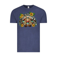 Vintage Denim western gnome sunflowers rainbow Vintage Tee - BarkalooDesign