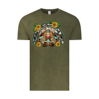 Vintage Olive western gnome sunflowers rainbow Vintage Tee - BarkalooDesign