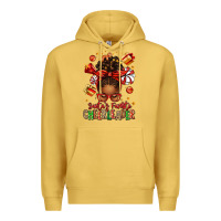 Antique Gold santa's favorite cheerleader afro messy bun Premium Hoodie - texasbilliewilder