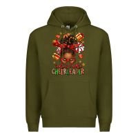 Army Green santa's favorite cheerleader afro messy bun Premium Hoodie - texasbilliewilder