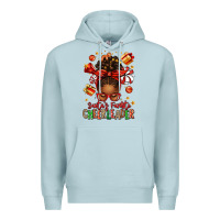 Blue Mist santa's favorite cheerleader afro messy bun Premium Hoodie - texasbilliewilder