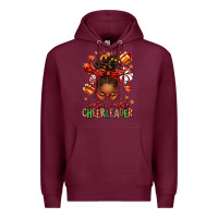 Burgundy santa's favorite cheerleader afro messy bun Premium Hoodie - texasbilliewilder