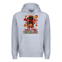 Heather Grey santa's favorite cheerleader afro messy bun Premium Hoodie - texasbilliewilder