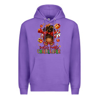 Purple santa's favorite cheerleader afro messy bun Premium Hoodie - texasbilliewilder