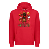 Red santa's favorite cheerleader afro messy bun Premium Hoodie - texasbilliewilder