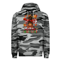 Slate Camo santa's favorite cheerleader afro messy bun Premium Hoodie - texasbilliewilder