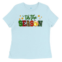 Baby Blue 'tis the season softball christmas Ladies Tee - RanaPortraitStore