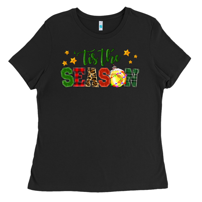 'tis The Season Softball Christmas Ladies Tee by RanaPortraitStore | Teevron