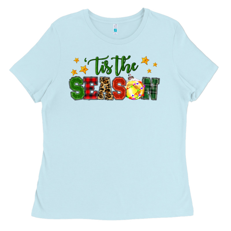 'tis The Season Softball Christmas Ladies Tee by RanaPortraitStore | Teevron