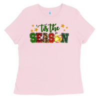 Bubblegum Pink 'tis the season softball christmas Ladies Tee - RanaPortraitStore