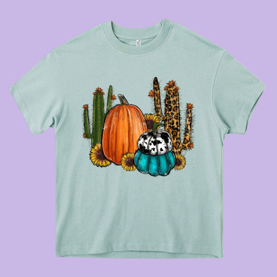 Sunflower Cactus Pumpkin Fall Heavy Core Tee Designed By Ranaportraitstore