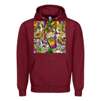 Burgundy Mardi Gras coffee cups and donut with cowhide Zipper Hoodie - BundleAndBundleShop