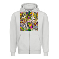 Dove Grey Mardi Gras coffee cups and donut with cowhide Zipper Hoodie - BundleAndBundleShop