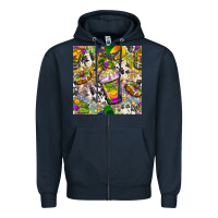 Navy Mardi Gras coffee cups and donut with cowhide Zipper Hoodie - BundleAndBundleShop
