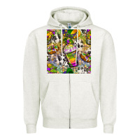 Oatmeal Heather Mardi Gras coffee cups and donut with cowhide Zipper Hoodie - BundleAndBundleShop