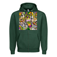 Sports Green Mardi Gras coffee cups and donut with cowhide Zipper Hoodie - BundleAndBundleShop