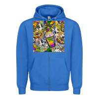 True Royal Mardi Gras coffee cups and donut with cowhide Zipper Hoodie - BundleAndBundleShop