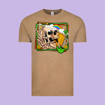 St Patricks Day Peace Skull Vintage Tee Designed By Jasminsmagicworld