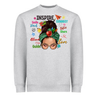 Heather Grey Teacher messy bun caucasian Heavyweight Sweatshirt - NancyCooperArtShop