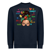 Navy Teacher messy bun caucasian Heavyweight Sweatshirt - NancyCooperArtShop