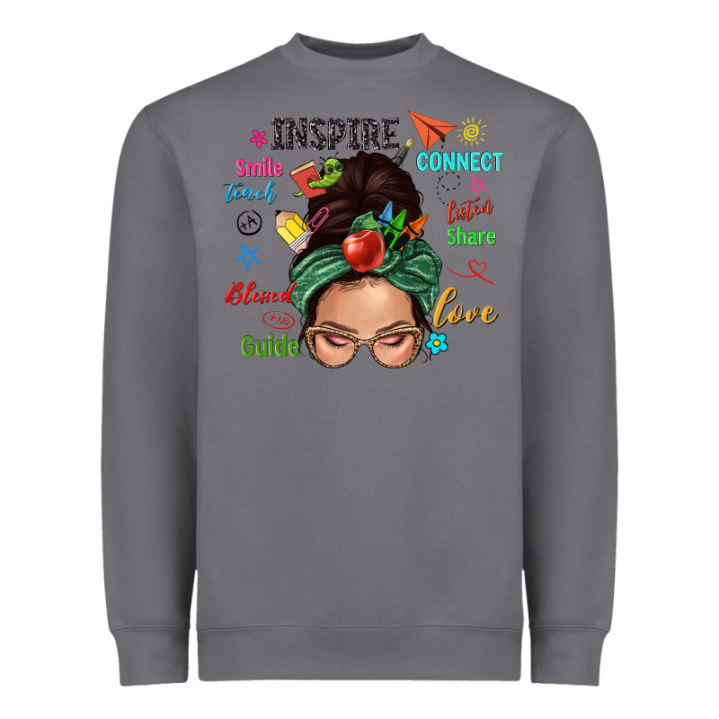 Teacher Messy Bun Caucasian Heavyweight Sweatshirt by NancyCooperArtShop | Teevron
