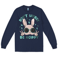 Navy don't worry be hoppy Long Sleeve Tee - MaliasSmallBusiness