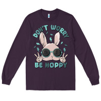 Plum don't worry be hoppy Long Sleeve Tee - MaliasSmallBusiness