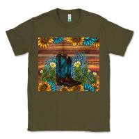 Army Green boot cactus sunflower gemstone Classic Tee - AdoDesignShop