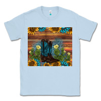 Dusty Blue boot cactus sunflower gemstone Classic Tee - AdoDesignShop