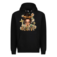 Black believe praying caucasian messy bun Premium Hoodie - texasbilliewilder
