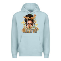 Blue Mist believe praying caucasian messy bun Premium Hoodie - texasbilliewilder