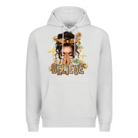 Dove Grey believe praying caucasian messy bun Premium Hoodie - texasbilliewilder