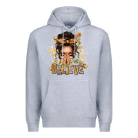 Heather Grey believe praying caucasian messy bun Premium Hoodie - texasbilliewilder