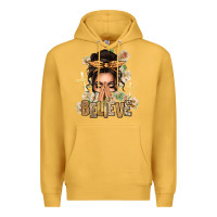 Mustard believe praying caucasian messy bun Premium Hoodie - texasbilliewilder