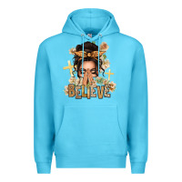 Ocean Blue believe praying caucasian messy bun Premium Hoodie - texasbilliewilder