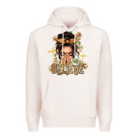 Pale Pink believe praying caucasian messy bun Premium Hoodie - texasbilliewilder
