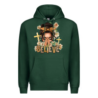 Sports Green believe praying caucasian messy bun Premium Hoodie - texasbilliewilder