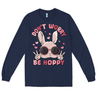 Navy don't worry be hoppy Long Sleeve Tee - MaliasSmallBusiness