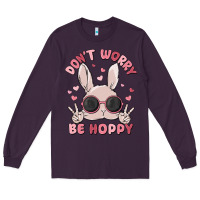 Plum don't worry be hoppy Long Sleeve Tee - MaliasSmallBusiness
