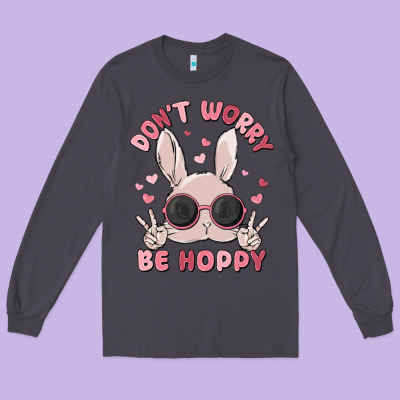 Don't Worry Be Hoppy Long Sleeve Tee Designed By Maliassmallbusiness