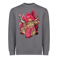 Storm Pink winter long haired Cow Heavyweight Sweatshirt - NancyCooperArtShop