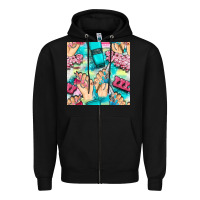Black hand cream and nail tools with serape and glitter seamless pattern bbs Zipper Hoodie - BundleAndBundleShop