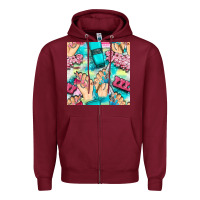 Burgundy hand cream and nail tools with serape and glitter seamless pattern bbs Zipper Hoodie - BundleAndBundleShop